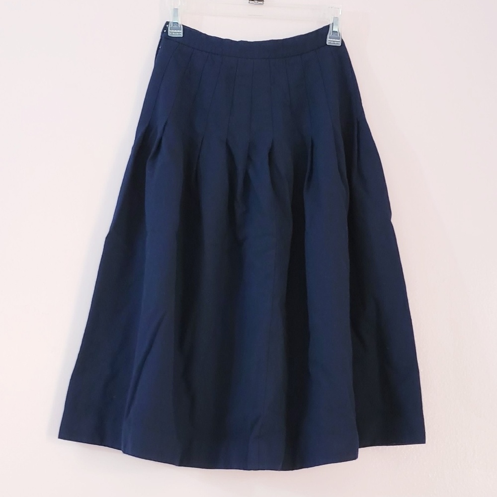 Talbots Blue Knife Pleated Pure Wool Skirt Size 4p